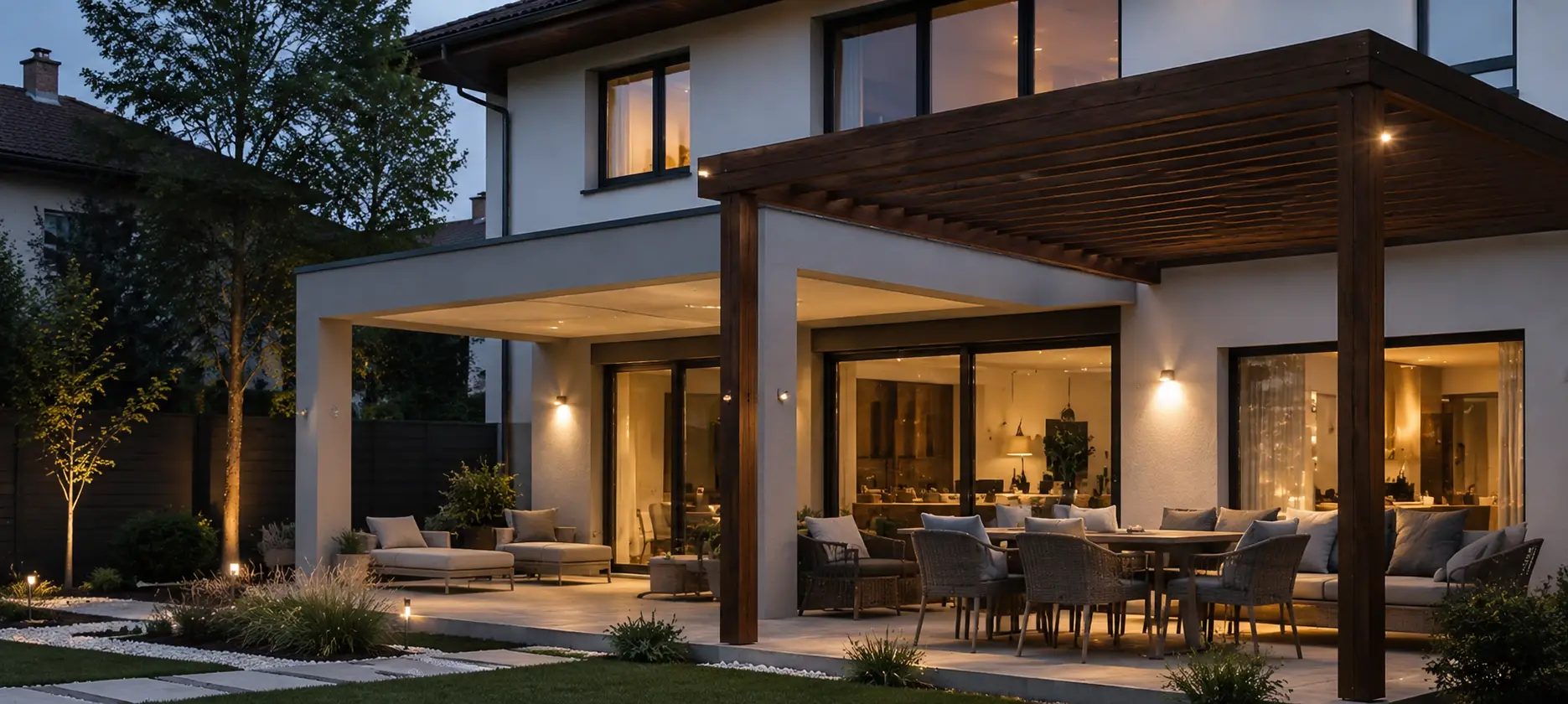 Pergola u moderního domu